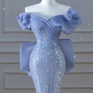 Haze blue dress heavy beaded mermaid skirt